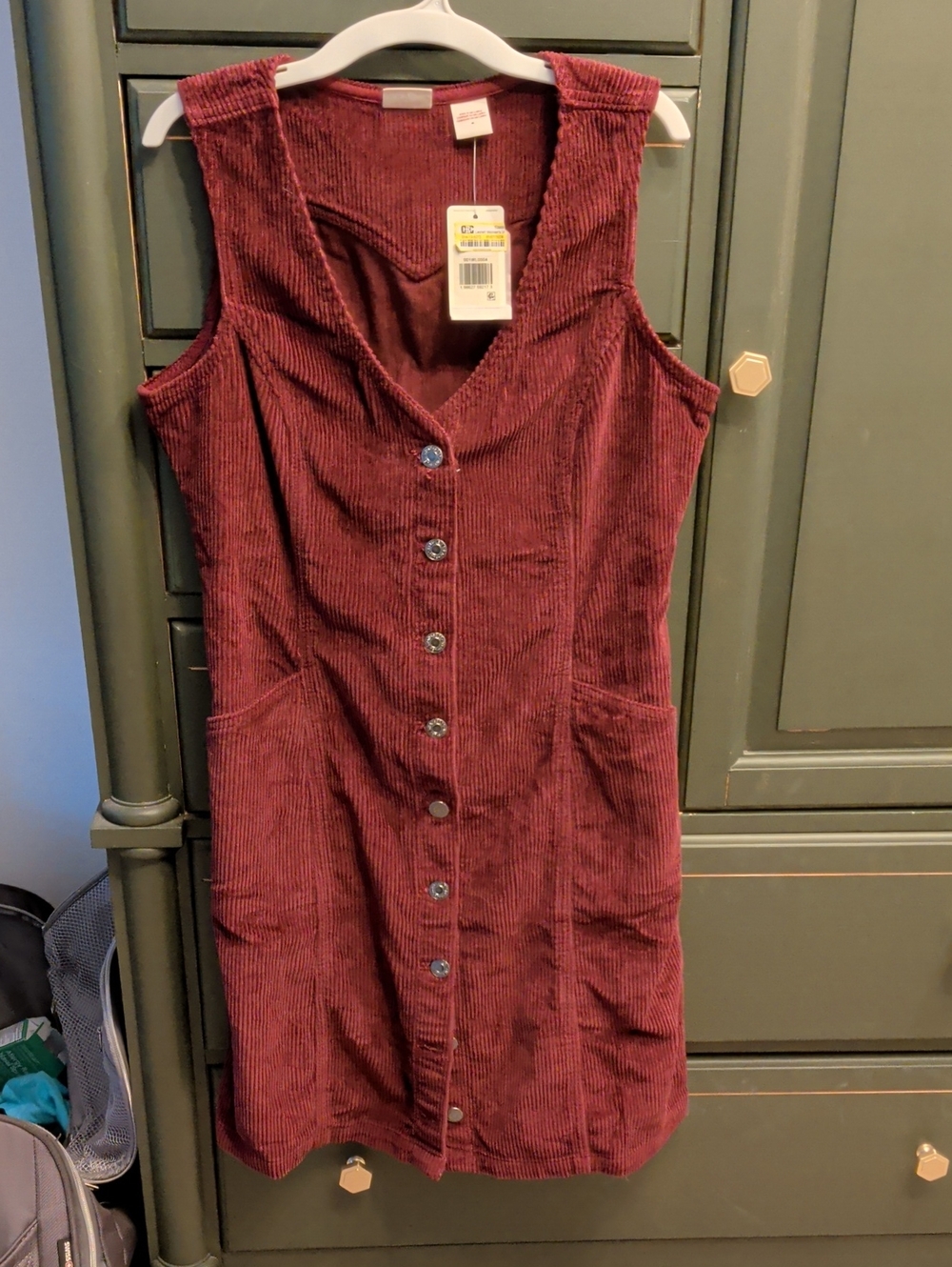 Levi's Wine Corduroy Button-Front Midi Dress Size M NWT